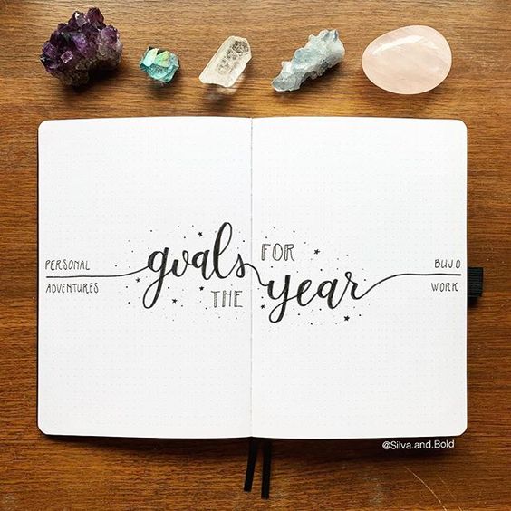 all in one goals bullet journal spread