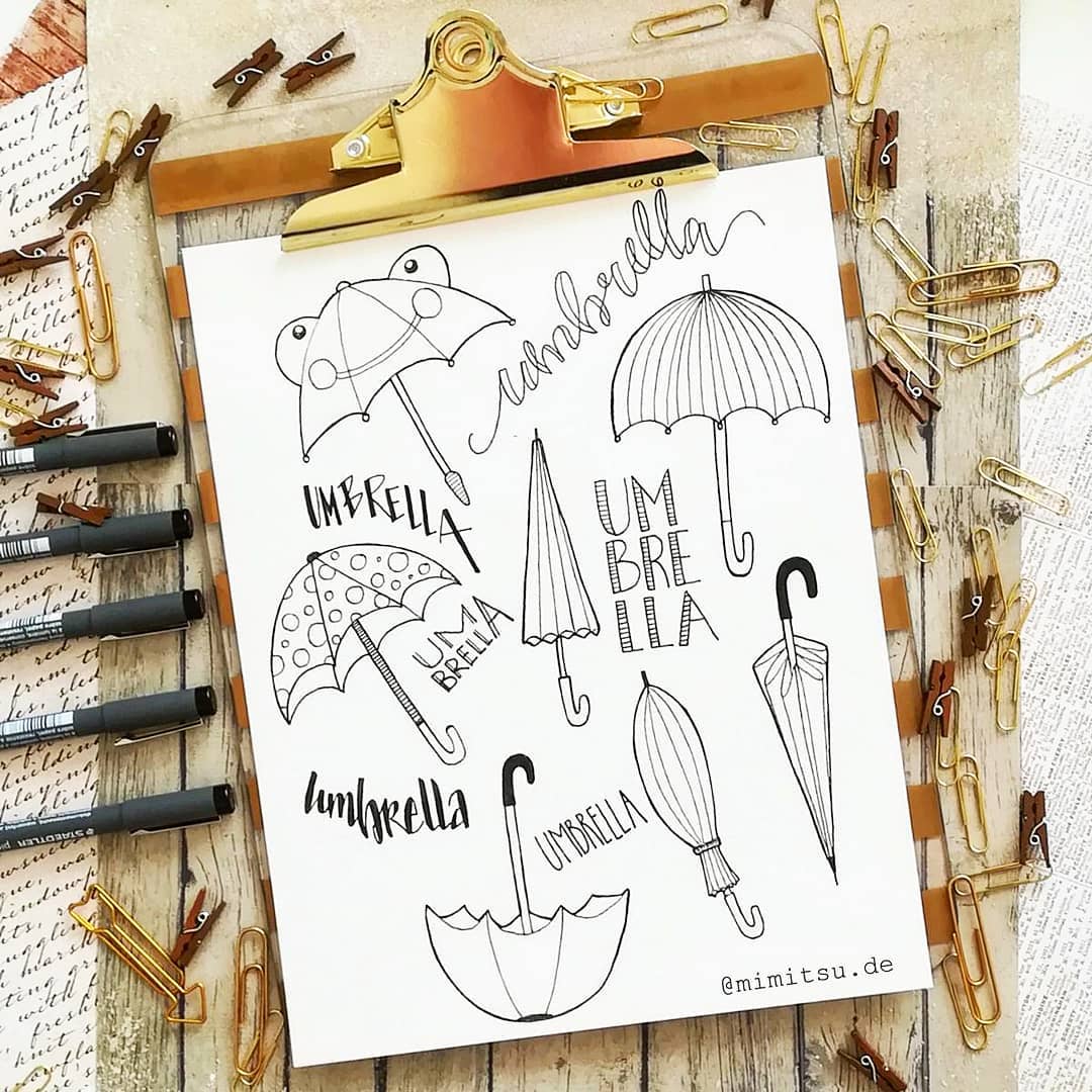 umbrella doodles how to draw an umbrealla