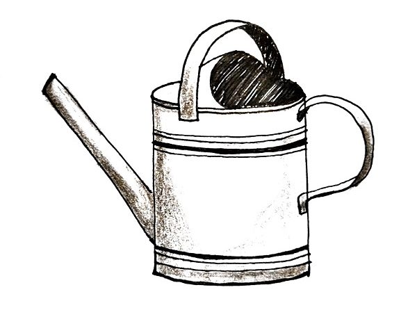 watering can drawing tutorial
