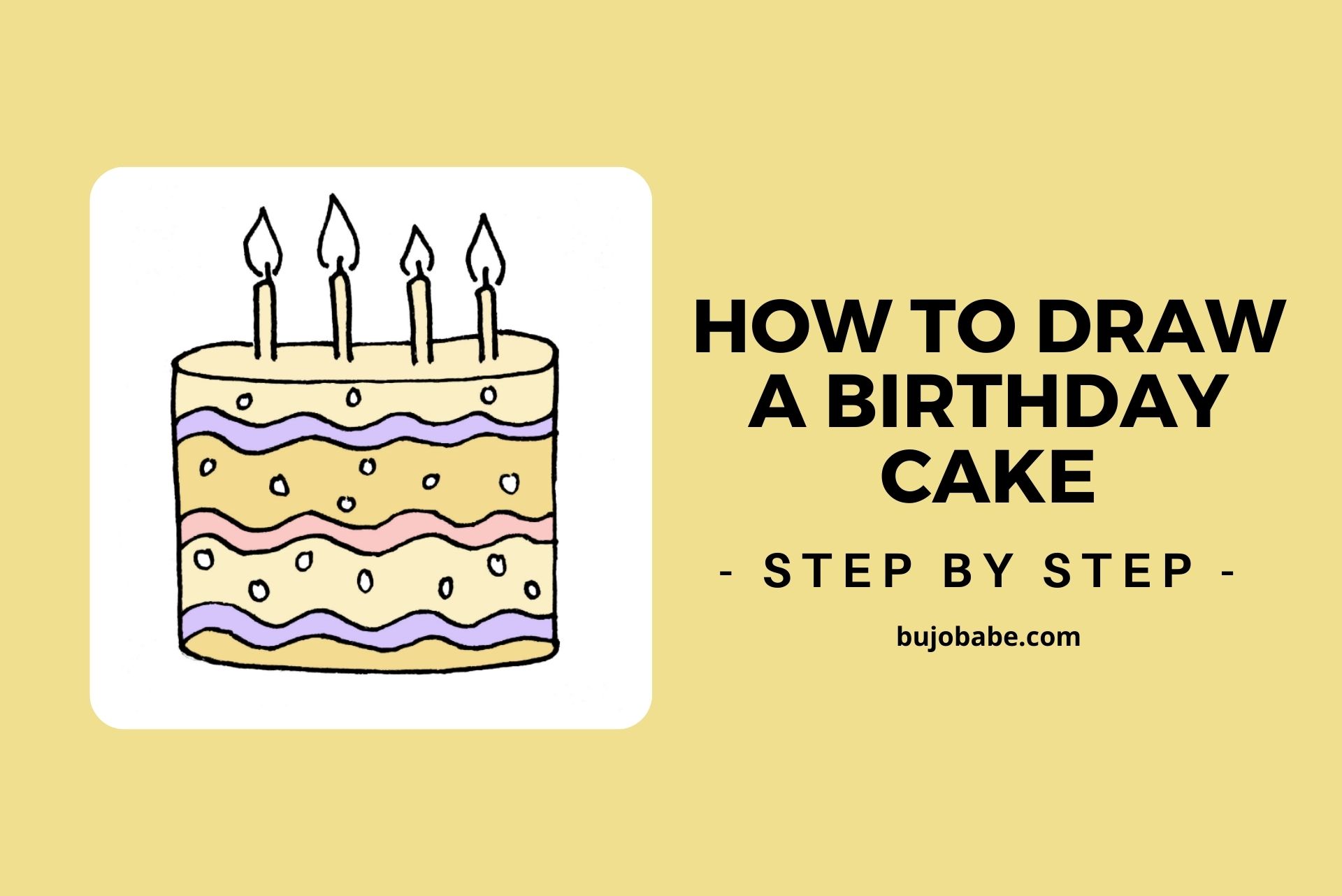 how to draw a birthday cake step by step